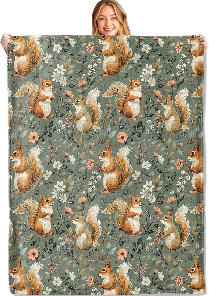 MIEPOS Squirrel Throw Blanket – Soft, Cozy, and Lightweight Decor Flannel Blanket Ideal for Couch, Office, and Travel – Fuzzy, Fluffy, Plush Warmth for Women Girls 50×40 Inch - Image 1