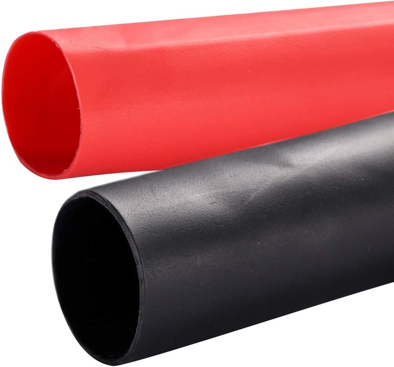 Young4us 2 Pack 3/4'' Heat Shrink Tube 3:1 Adhesive-Lined Heat Shrinkable Tubing Black&RED 4Ft - Image 1