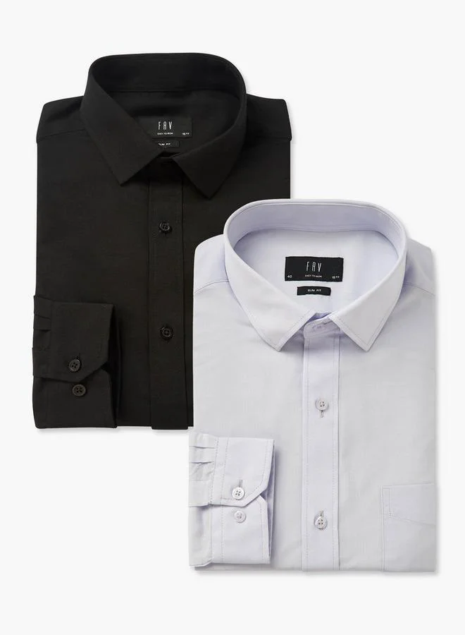 سبلاش فيڤ طقم قميصين رجالي بأكمام طويلة وياقة بقصة ضيقة