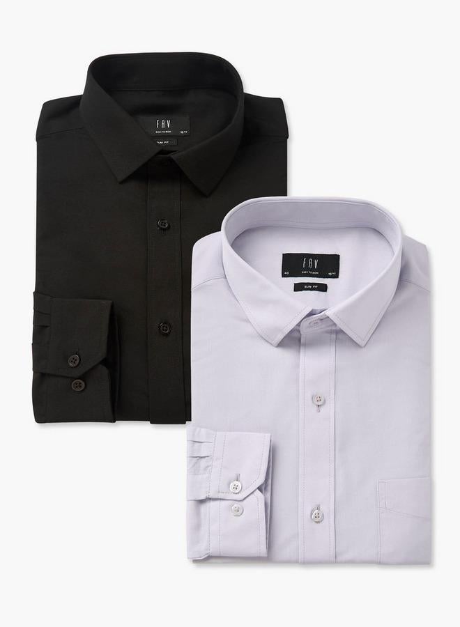 Splash FAV Set of 2 - Men Slim Fit Collared Long Sleeves Shirt - Image 1
