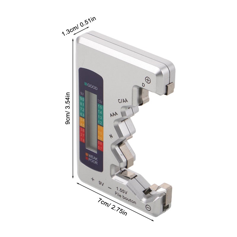 Digital Battery Tester with LCD Display Portable Capacity Meter for AA AAA Button Cells Voltage Indicator Gray - Image 3