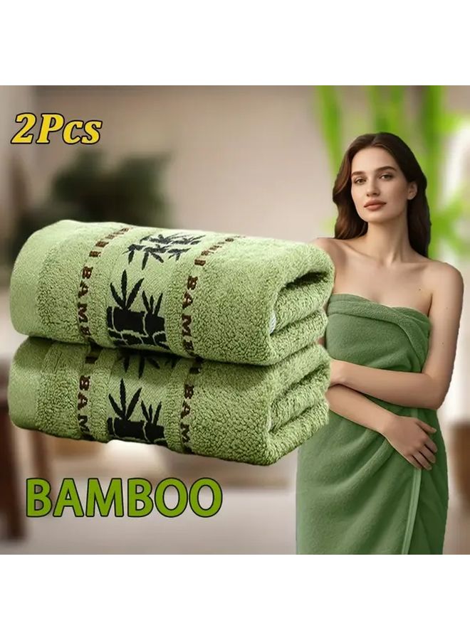 Yellow Modern Space Theme Bath Towels 2pcs Soft Quick Drying Highly Absorbent - Image 2