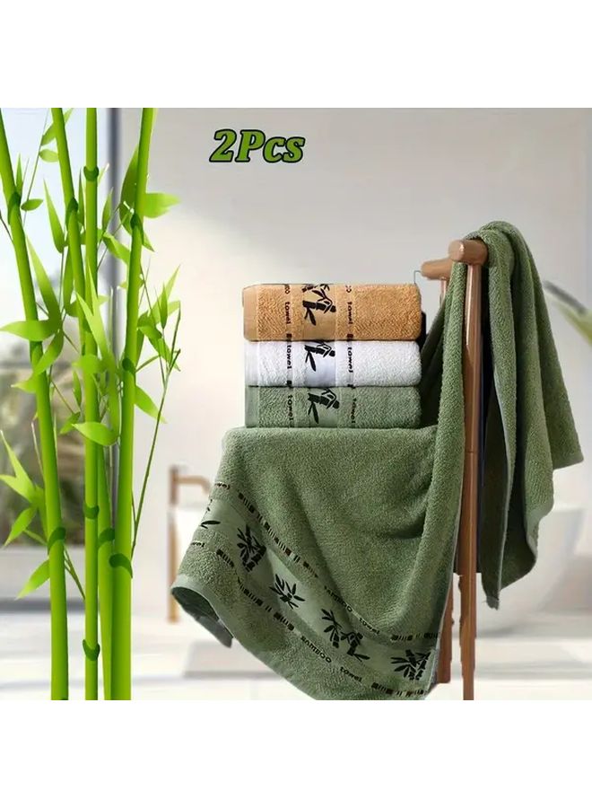Yellow Modern Space Theme Bath Towels 2pcs Soft Quick Drying Highly Absorbent - Image 3