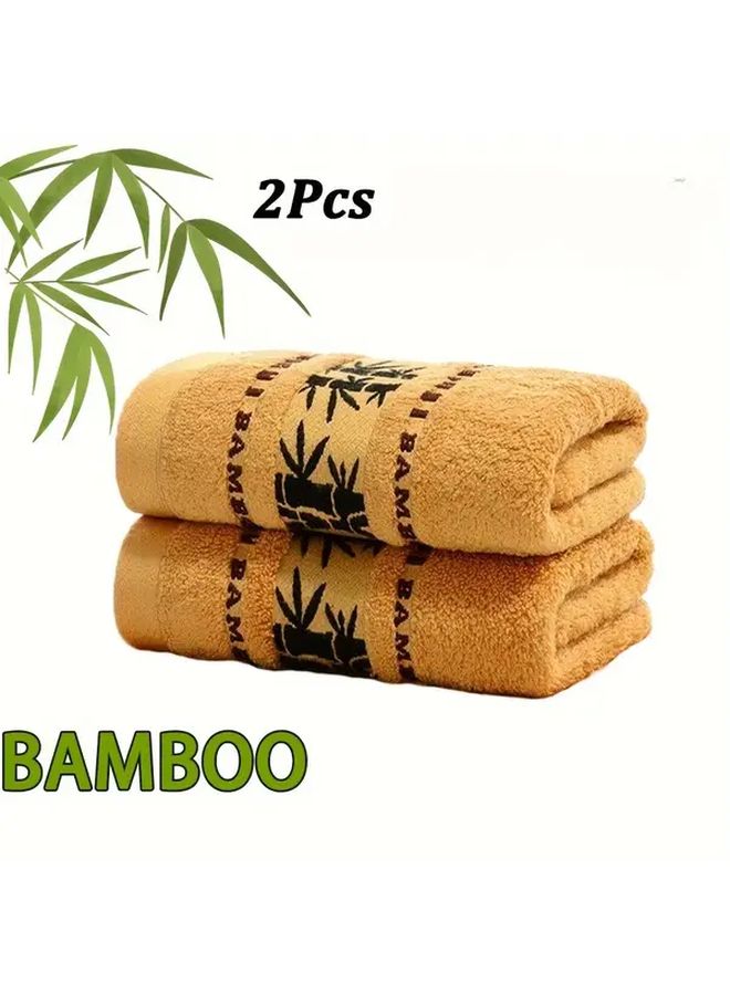 Yellow Modern Space Theme Bath Towels 2pcs Soft Quick Drying Highly Absorbent - Image 1