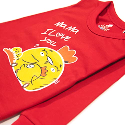ARIEL Cotton Printed Clothing Sets For Boys & Girls - Unisex Clothing Sets Full Sleeve T-Shirt & Pant -Size(12-18 Months) -Style(Red-Mama) - Image 3