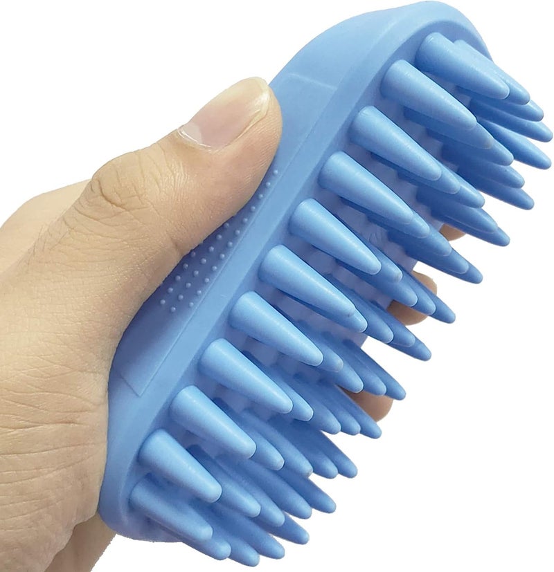 SWIUKPHE Pet Silicone Shampoo Brush, for Long and Short Hair Medium Large Pets Dogs Cats, Anti-skid Rubber Dog Cat Pet Mouse Grooming Shower Bath Brush Massage Comb, Blue - Image 1