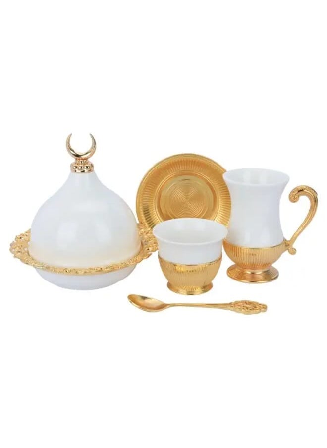 26 pcs white porcelain coffee and tea set with gold base - pzsku/ZFBCF4E899CC87BB6064AZ/45/_/1657196903/0af57da2-20c4-4f15-914b-832631e71e8a
