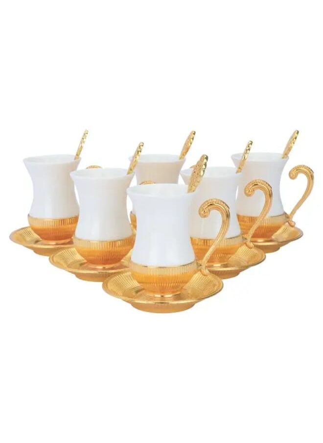 26 pcs white porcelain coffee and tea set with gold base - pzsku/ZFBCF4E899CC87BB6064AZ/45/_/1657196903/a8509899-c7a1-4ba2-b1f2-87bb677c69b2