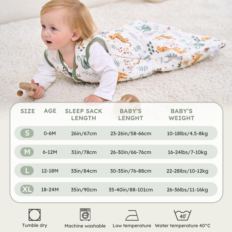 FIEMOL Baby Sleep Sack 12-18 Months, 2.5 TOG Cotton Winter Baby Wearable Blanket with 2-Way Zipper, Warm Soft Sleeping Bag for Toddler Boy Girl, Large Giraffe - Image 3