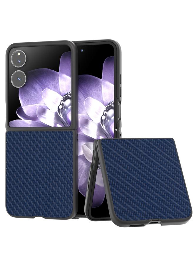 erorex For Xiaomi Mix Flip Black Frame Carbon Fiber Texture PU Phone Case(Blue)
