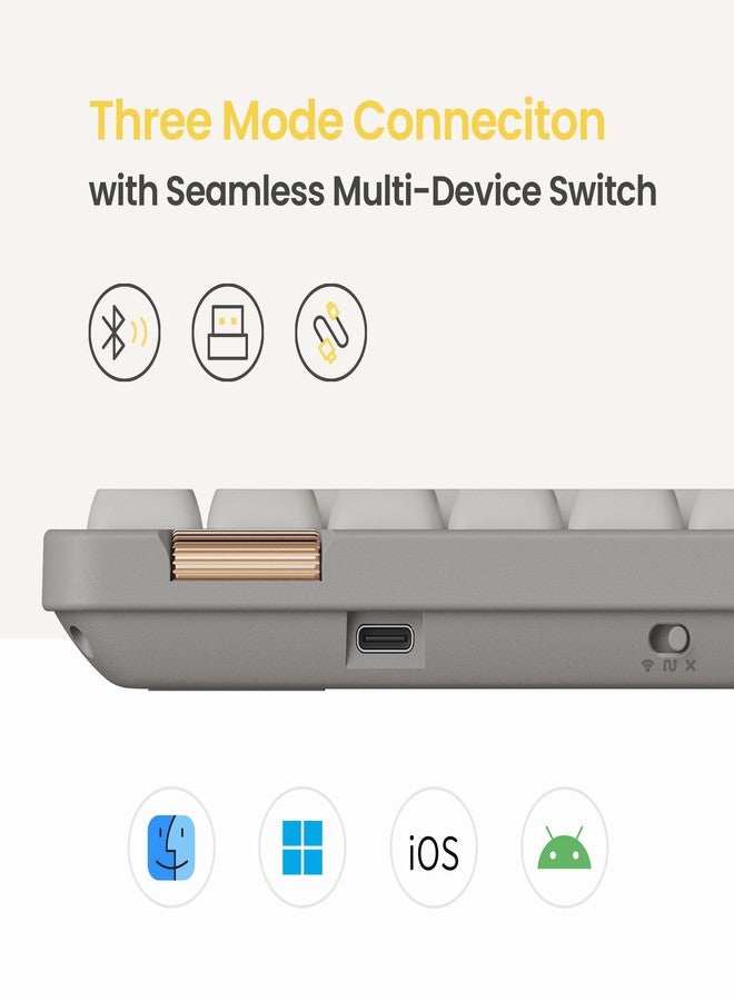 Lofree Flow Lite84 Keys Low Profile Mechanical Keyboard, Swappable Rechargeable Wireless Keyboard with 2.4G Receiver, Bluetooth and Wired Connection for Windows,Mac/Linear Switches(Off-White)US-Layout - Image 5