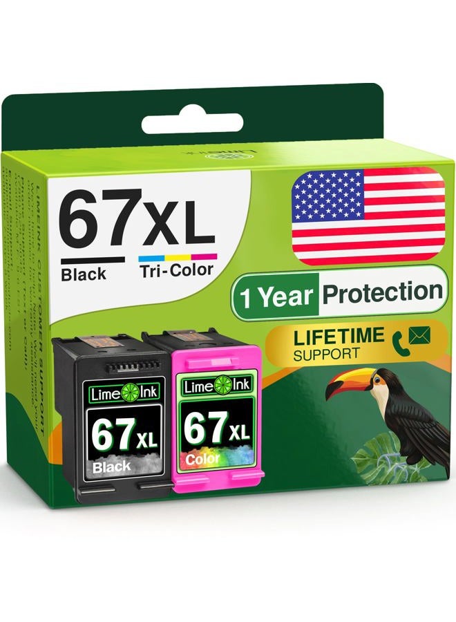 Limeink Remanufactured Ink Cartridge Replacement for HP Ink 67 XL for HP 67xl Ink cartridges Black Color Combo Pack for HP 67 for HP Printer Ink deskjet 2700 Envy 6000 6055 4155e 2755e pro 6400 6055e - Image 1