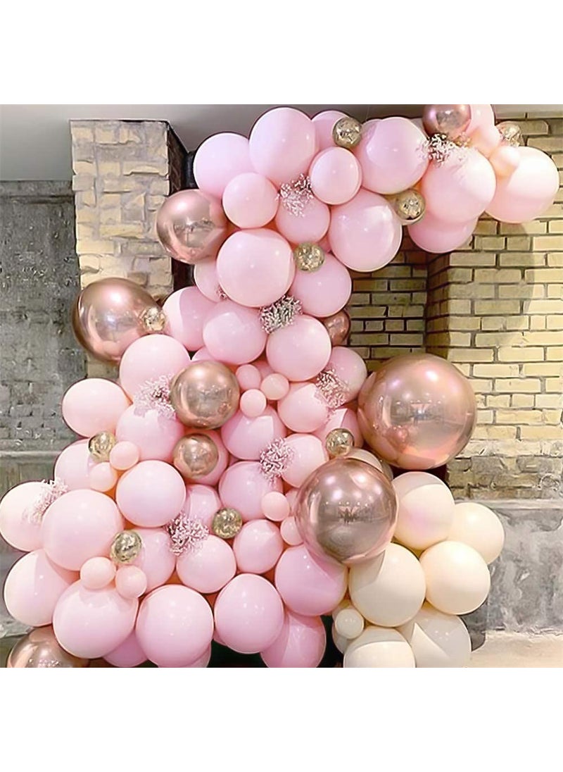 Lazybeee LAZYBEEE Pink Balloon Kit 95PCS 18In 12In Pastel Peach Metallic Rose Gold Balloon Arch Garland For Festival Picnic Family Engagement Wedding Birthday Party Pink Theme Anniversary Celebration Decoration 
