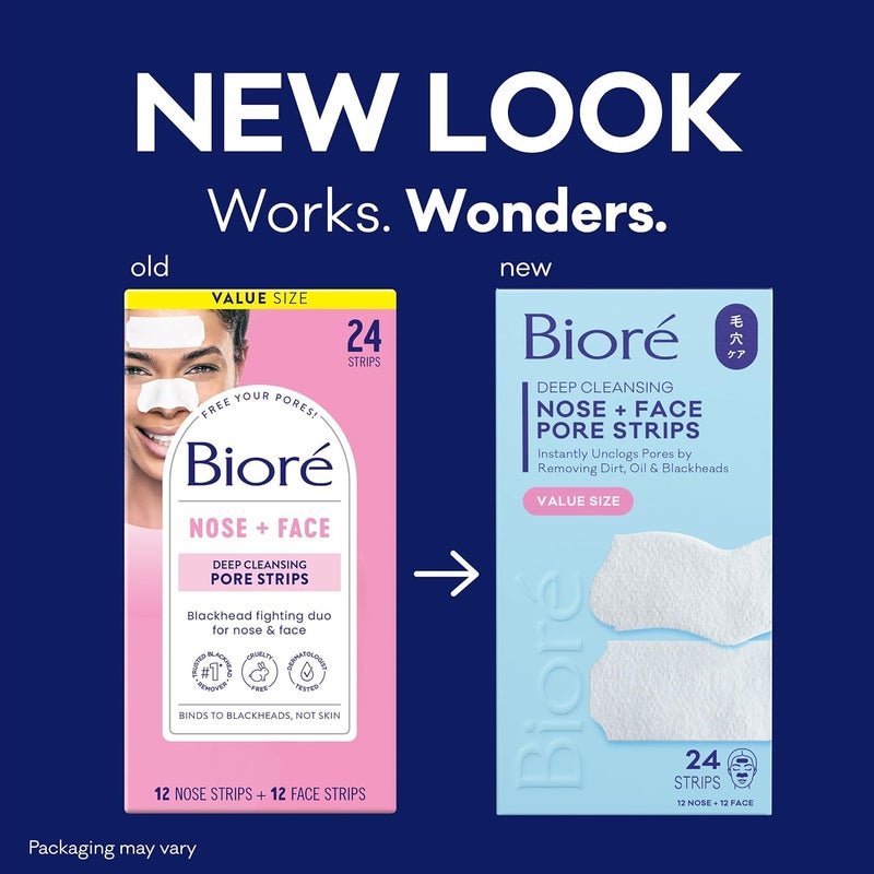 Bioré Biore Nose + Face Combo Deep Cleansing Pore Strips (12 Nose Strips + 12 Face Strips) - Image 2