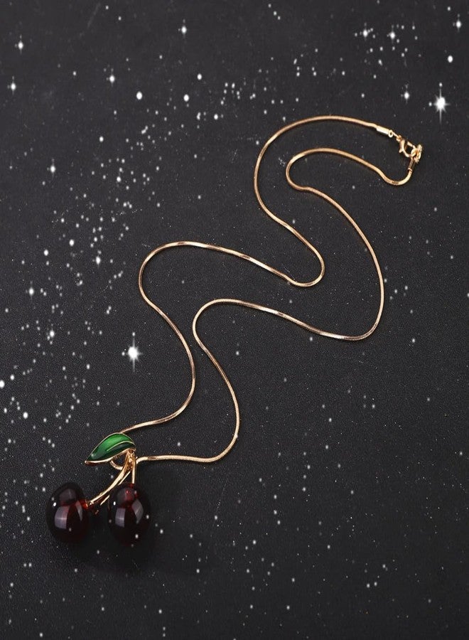 سيثر قلادة سيثر تشيري للنساء، قلادة طويلة بسلسلة، قلادة أنيقة لحفلات الزفاف، مجوهرات مناسبة للهالوين والكريسماس، هدية - Image 4