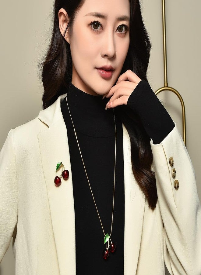 سيثر قلادة سيثر تشيري للنساء، قلادة طويلة بسلسلة، قلادة أنيقة لحفلات الزفاف، مجوهرات مناسبة للهالوين والكريسماس، هدية - Image 2