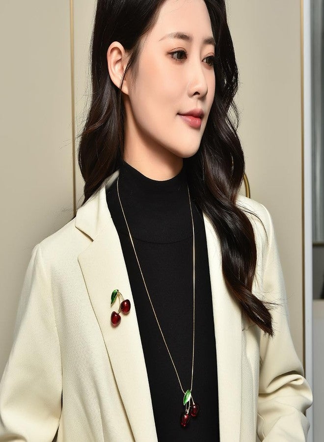 سيثر قلادة سيثر تشيري للنساء، قلادة طويلة بسلسلة، قلادة أنيقة لحفلات الزفاف، مجوهرات مناسبة للهالوين والكريسماس، هدية - Image 3