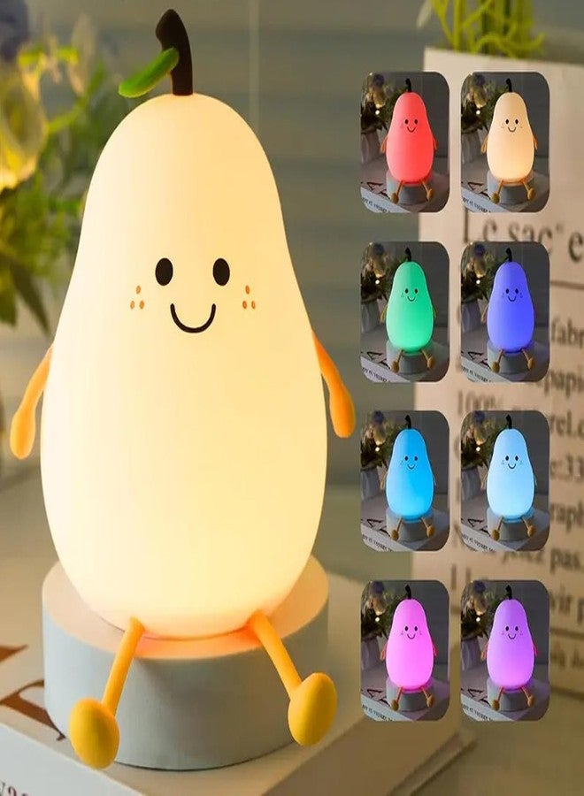 GITGRNTH Rechargeable Silicone Pear Night Lamp - Touch-Control Color-Changing LED Light for Kids' Bedroom Decor and Ideal Baby Gift Soft & Dimmable Nursery Light for Kids (Pear Lamp, Regular) - Image 1