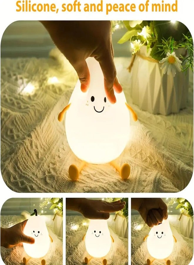 GITGRNTH Rechargeable Silicone Pear Night Lamp - Touch-Control Color-Changing LED Light for Kids' Bedroom Decor and Ideal Baby Gift Soft & Dimmable Nursery Light for Kids (Pear Lamp, Regular) - Image 3