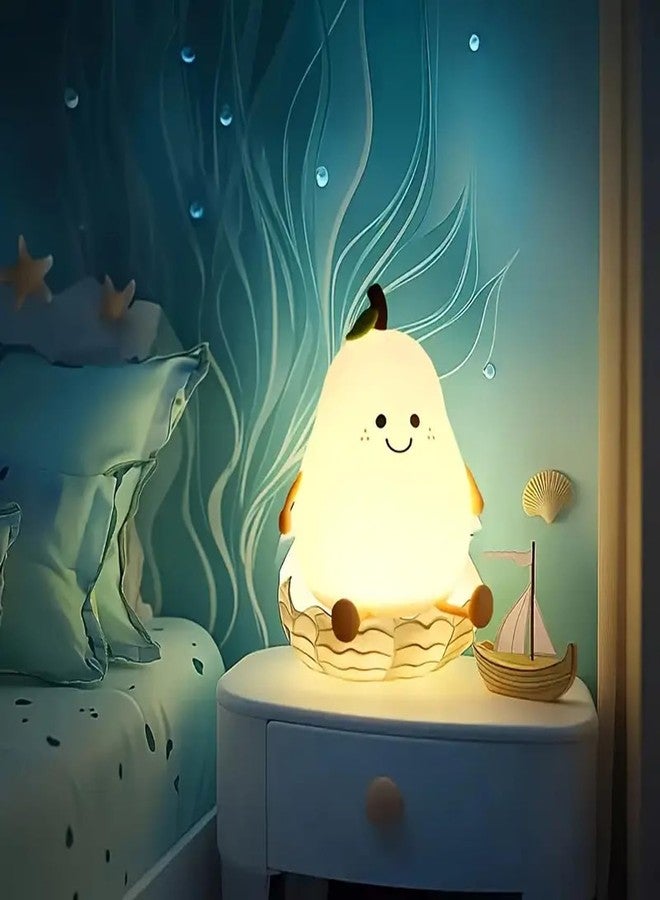 GITGRNTH Rechargeable Silicone Pear Night Lamp - Touch-Control Color-Changing LED Light for Kids' Bedroom Decor and Ideal Baby Gift Soft & Dimmable Nursery Light for Kids (Pear Lamp, Regular) - Image 4