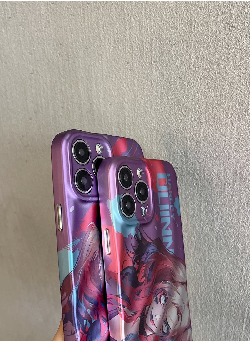 Color Fans - Apple iPhone 15 Case with Three-Dimensional Wavy Pattern - Horizontal Harley Quinn Phone Case in Red and Blue - Image 1
