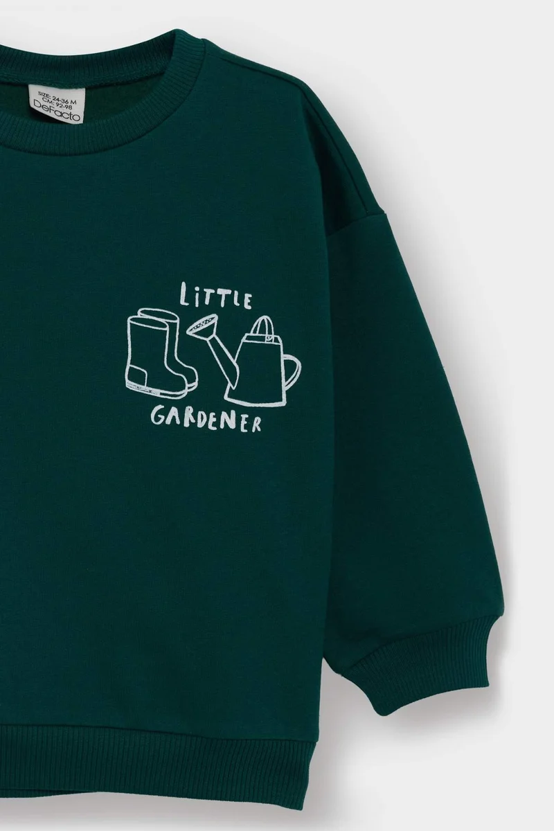 ديفاكتو Baby Boy Regular Fit Slogan Patterned Soft Lining Thin Fabric Sweatshirt
