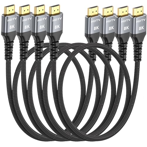 MOSIMLI 8K HDMI Cable 3FT 4-Pack, High Speed 48Gbps HDMI 2.1 Cord for Neat, Support HDR10+, SBTM, QMS, CEC, HDCP 2.3 for TV, Monitor, Computer, Laptop, HDMI Switch, HDMI Splitter, HUB, KVM, Projector - Image 1