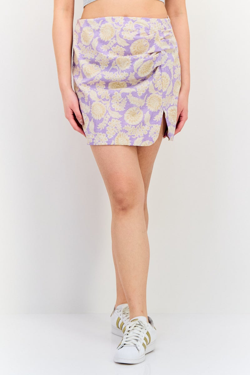 Lefties تنورة قصيرة مزخرفة بالورود للنساء، متعددة الألوان - Image 1