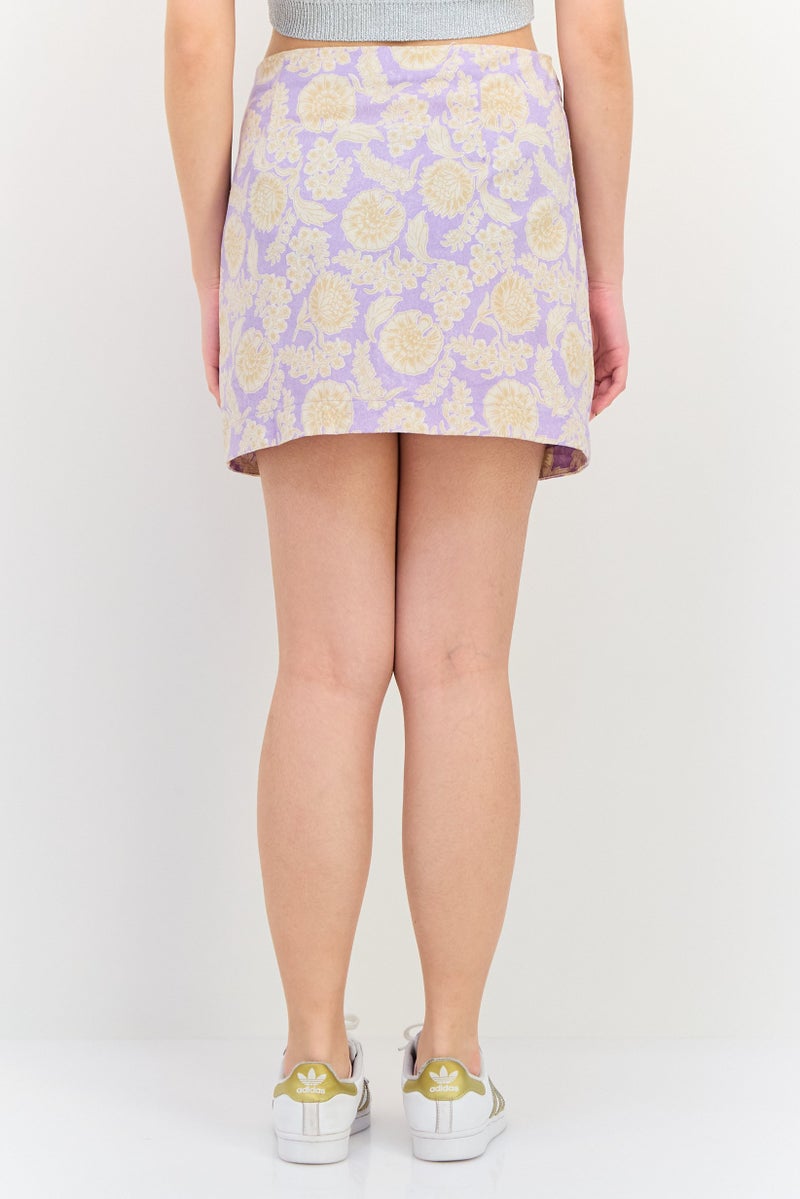 Lefties تنورة قصيرة مزخرفة بالورود للنساء، متعددة الألوان - Image 4