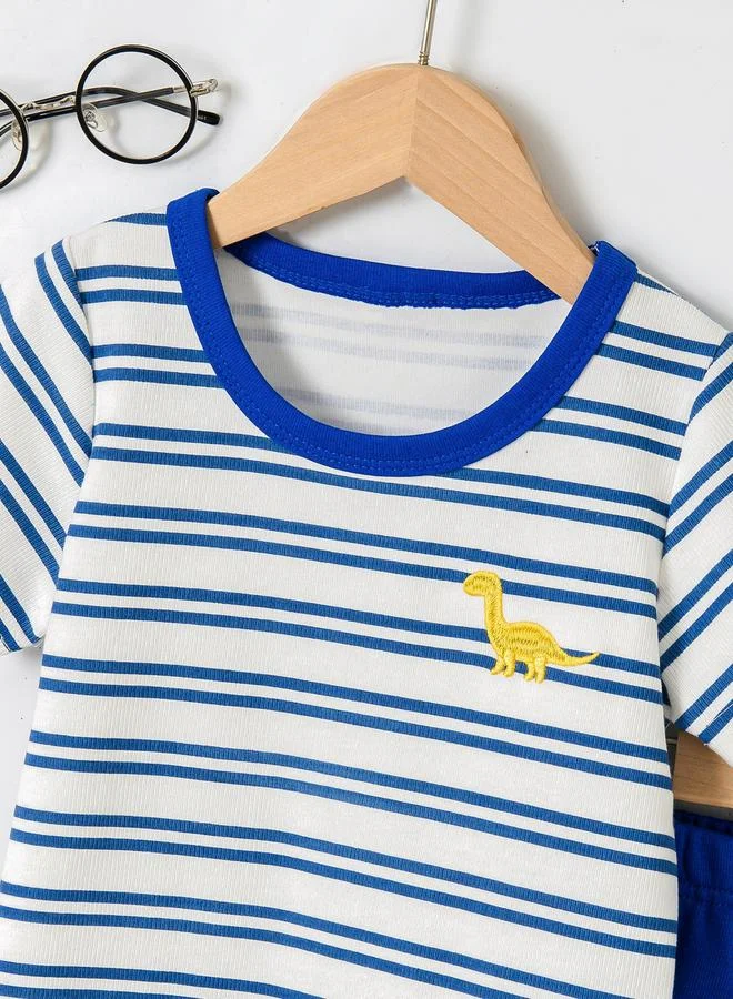 تايك تو مجموعة من تيشيرت مخطط أكمام قصيرة وشورت