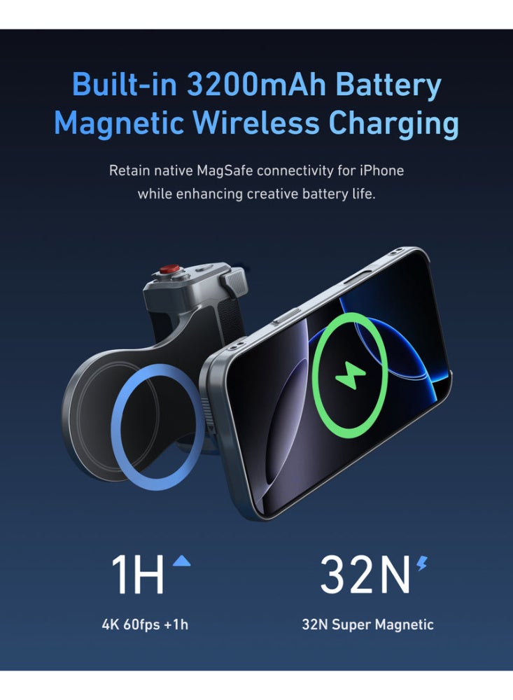 TELESIN Master Grip Kit for iPhone 17 Pro Max Magnetic Camera Grip with 3200mAh Battery and Wireless Charging Graphene Cooling Case DSLR Style Phone Handle Holder - Image 2