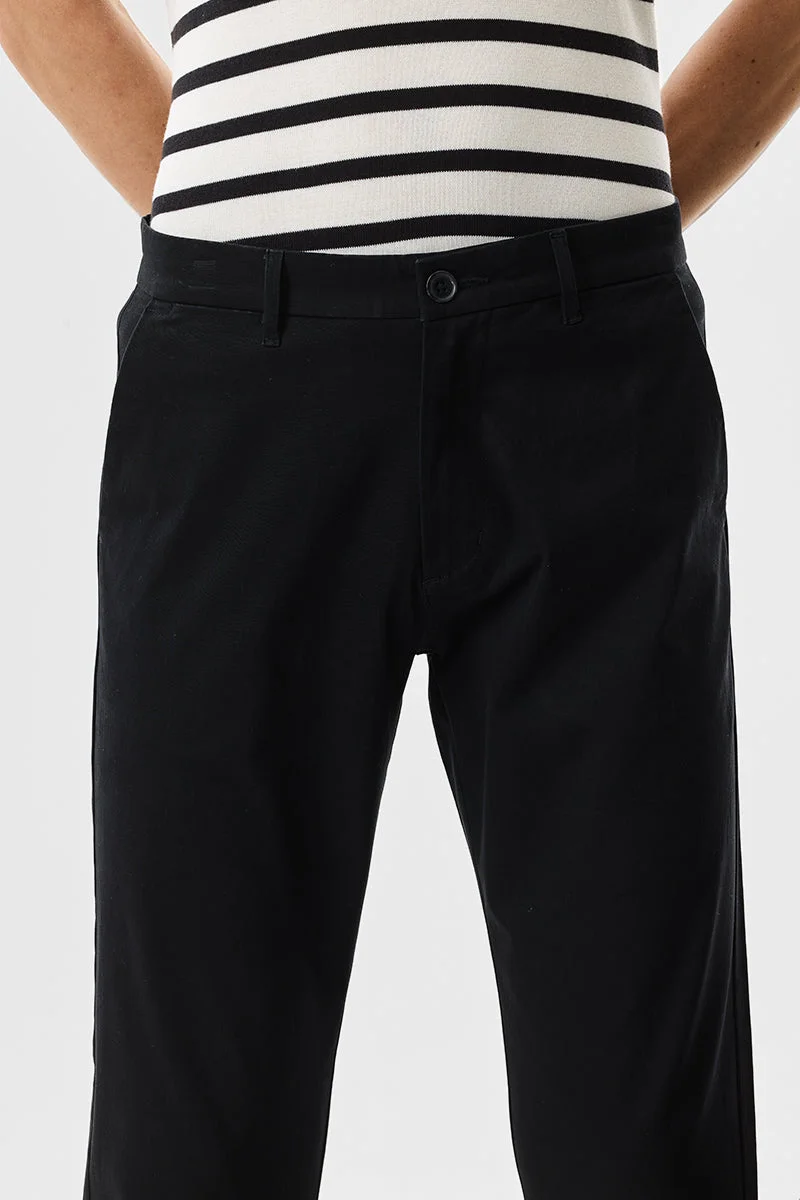 Snitch Black Stretch Slim Fit Chinos for Men | Best Price UAE