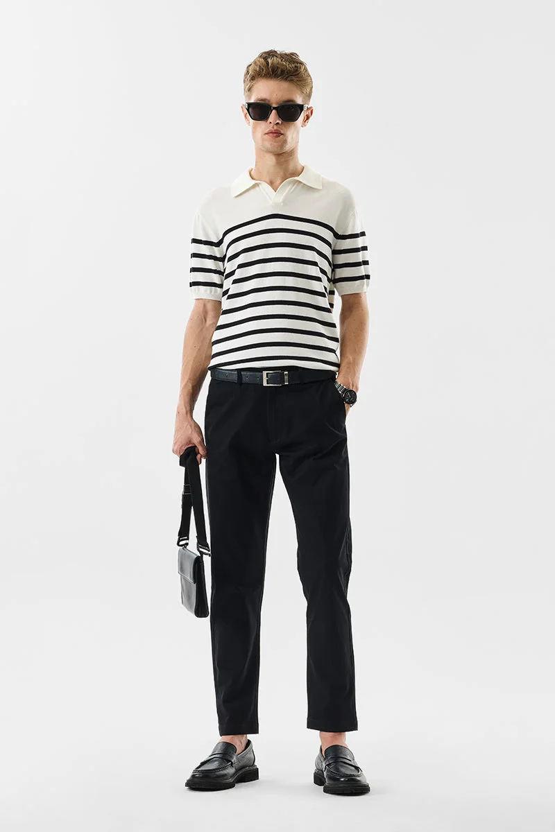 Snitch Black Stretch Slim Fit Chinos for Men | Best Price UAE