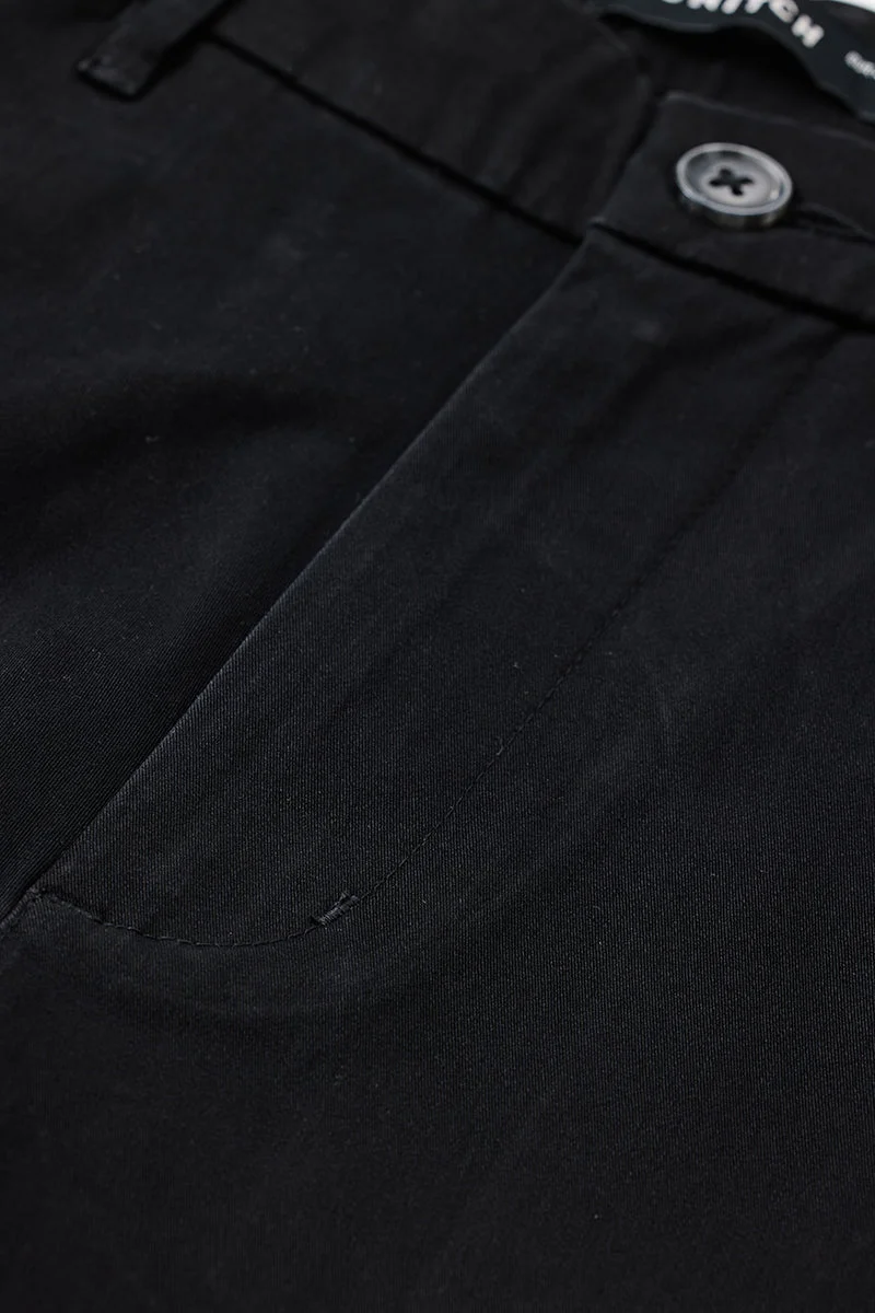 Snitch Black Stretch Slim Fit Chinos for Men | Best Price UAE