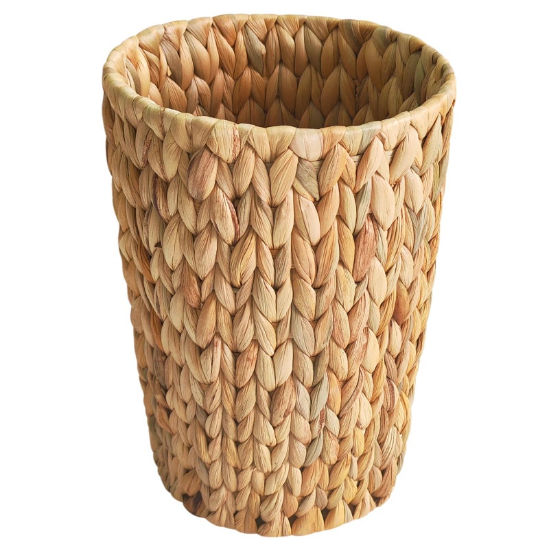 Coeusy Wicker Trash Can,Small Bathroom Trash Can,Water Hyacinth Wicker Waste Basket for Bathroom,Boho Waste Basket for Bedroom,Home Office,Compact Spaces(2 Gallon Round) - Image 1
