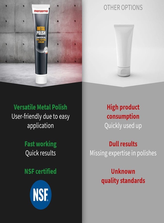 Menzerna Metal Polish Universal Polishing Cream (Cleans and Polishes Stainless Steel, Aluminium, Chrome, Brass, Copper, Silver and Plastics) - Image 2