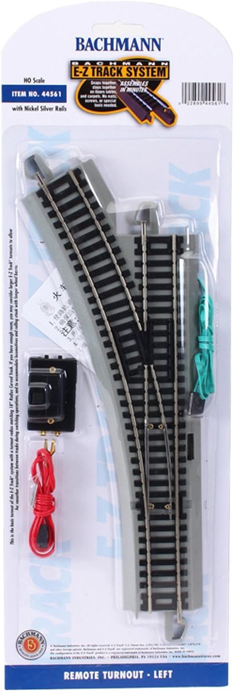 Bachmann Trains HO Scale Bachmann Trains Snap-Fit E-Z Track Remote Turnout - Left - Image 1