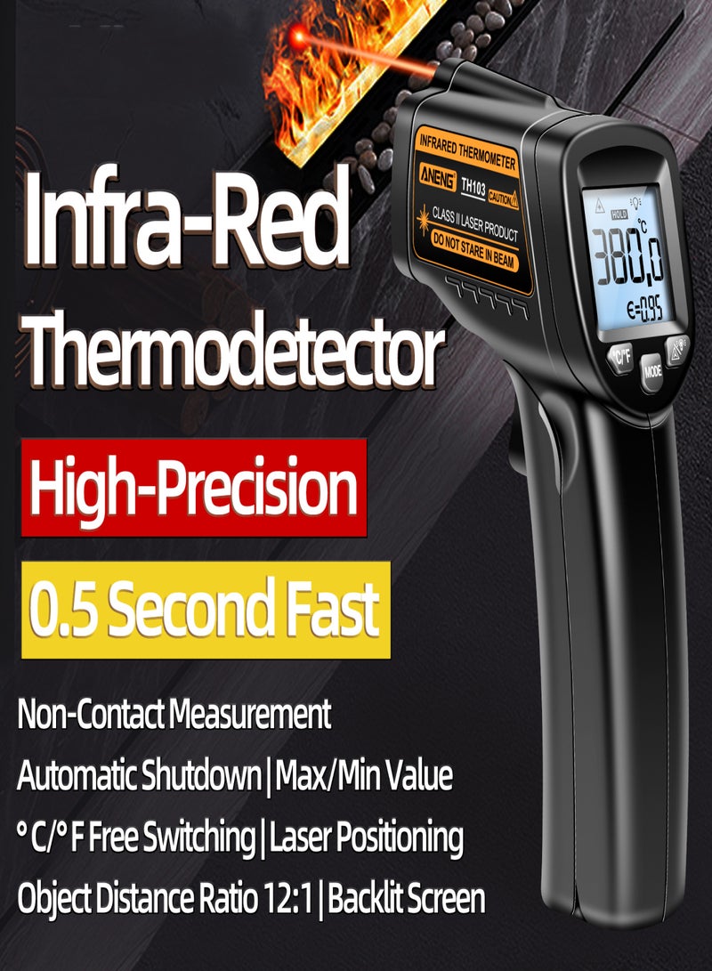 ANENG TH103 Non-Contact Infrared Thermometer-20°C~380℃ Backlight Color Screen Infrared Thermometer LCD Industrial Thermometer High Precision Kitchen Handheld IR Temperature Tester with Low - Image 3