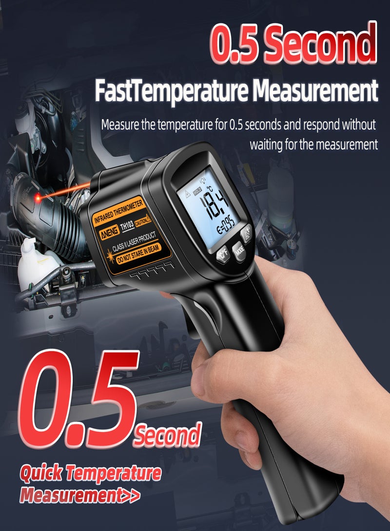 ANENG TH103 Non-Contact Infrared Thermometer-20°C~380℃ Backlight Color Screen Infrared Thermometer LCD Industrial Thermometer High Precision Kitchen Handheld IR Temperature Tester with Low - Image 4