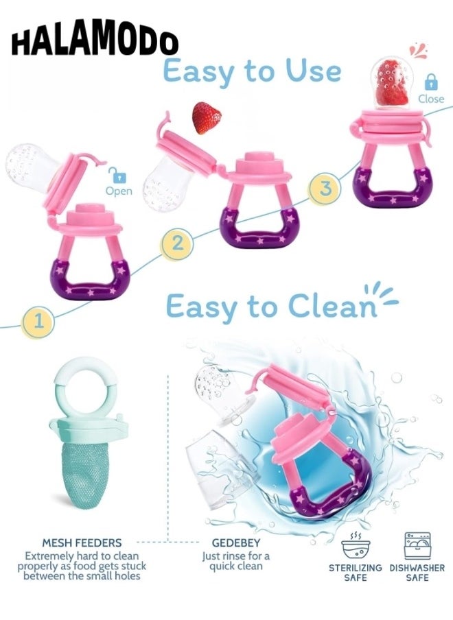 HALAMODO - Baby Food Feeder Fruit Feeder Pacifier Nibbler Infant Teething Toys Silicone Feeder Baby Mesh Teethers for Babies Baby Feeding Essentials - Image 1