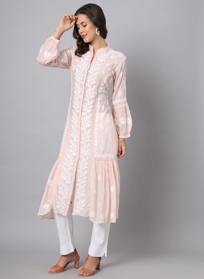 Alaya Women Hand Embroidered Chikankari Cotton Kurta-AL3888  - Image 2
