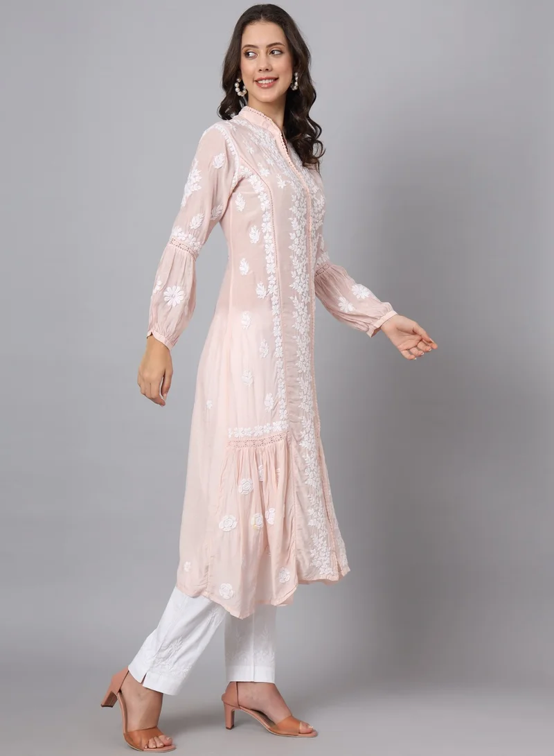 Alaya Women Hand Embroidered Chikankari Cotton Kurta-AL3888