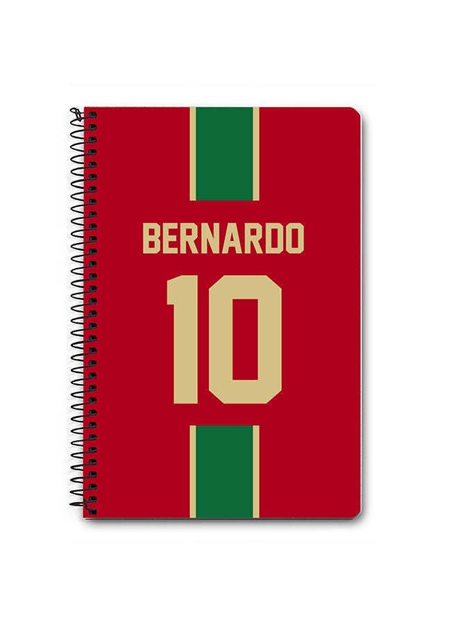 Stylizedd Designer A5 Spiral Notebook Memo Notepad Journal - Football Team - Portugal Player Name - Bernardo - Image 1