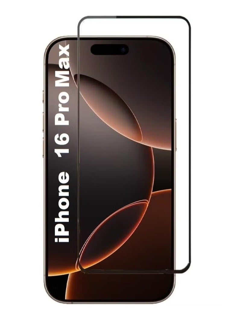 9 إتش واقي شاشة متوافق مع iPhone 16 Pro Max واقي شاشة زجاجي مقوى [مضاد للتوهج] [تغطية كاملة عالية الدقة] [تركيب سهل] [حساس للمس] شفاف/أسود - Image 1