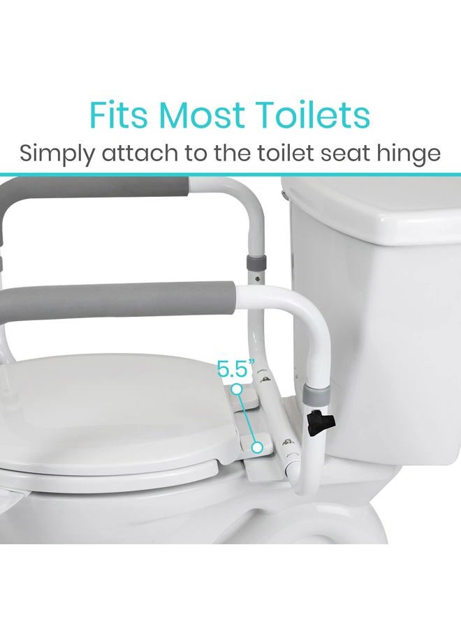 VIVE درابزين الحمام - قضيب قابل للتعديل - إطار دعم مدمج مع درابزين لمقعد الحمام - تركيب سهل لذوي الاحتياجات الخاصة وكبار السن - مسند ذراع مبطن - Image 5
