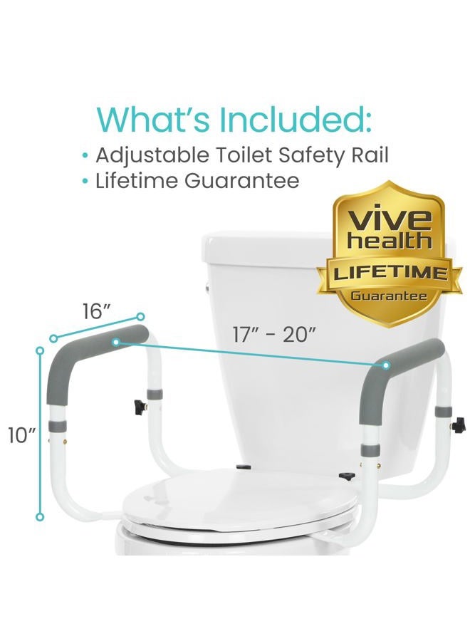 VIVE درابزين الحمام - قضيب قابل للتعديل - إطار دعم مدمج مع درابزين لمقعد الحمام - تركيب سهل لذوي الاحتياجات الخاصة وكبار السن - مسند ذراع مبطن - Image 4