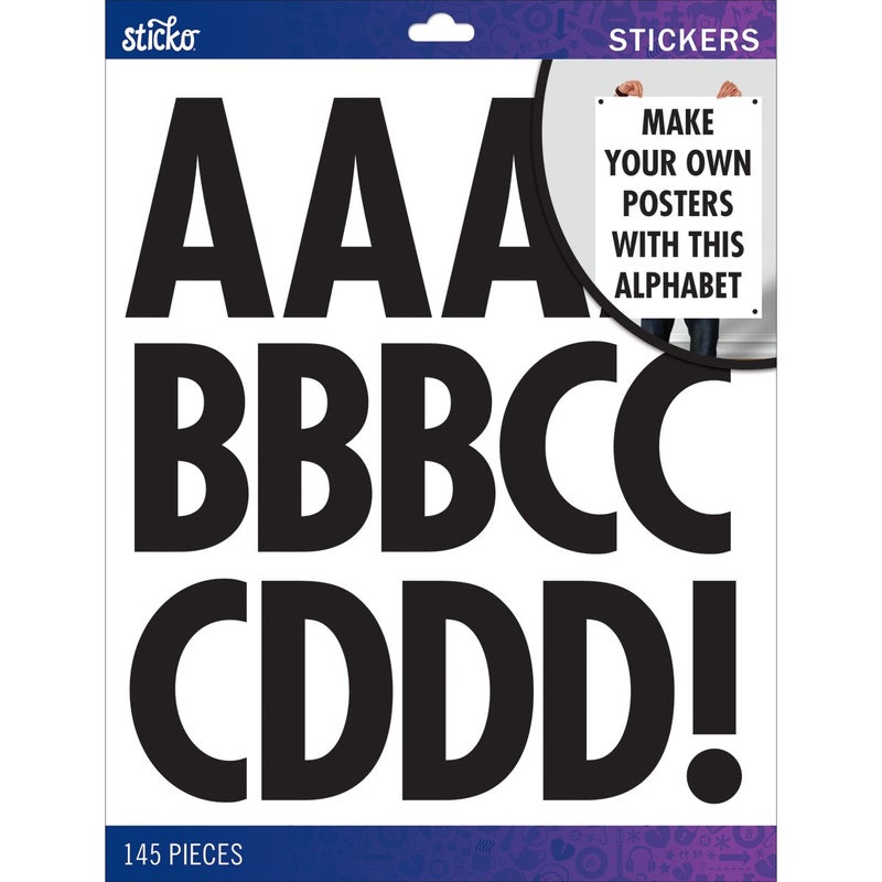 Sticko Alphabet Stickers Regular XLarge Black Futura
