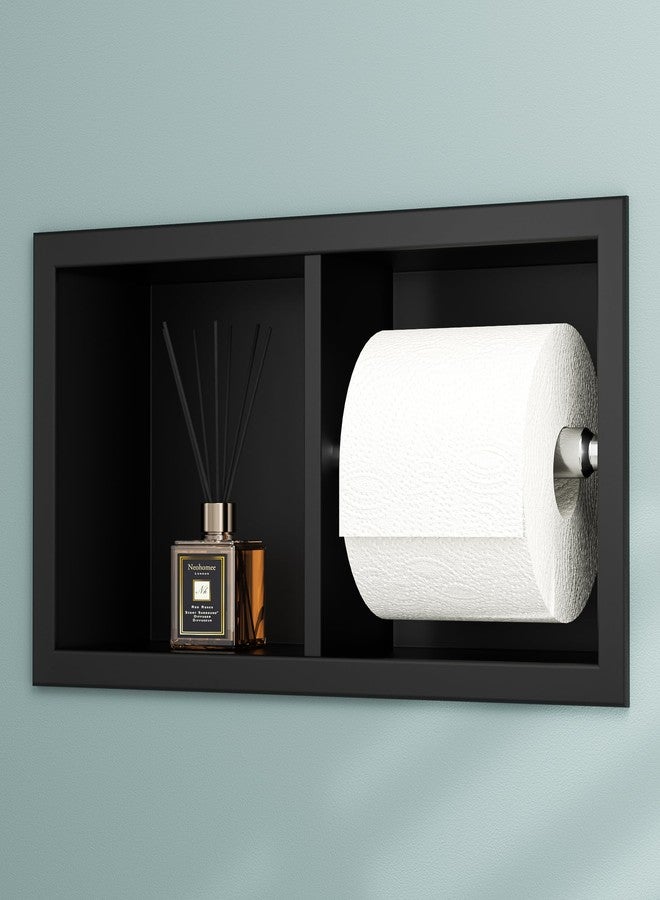 Neodrain Dual Roll Recessed Toilet Paper Holder - 304 Stainless Steel Hidden in-Wall Design Simple Loading and Unloading Space-Saving for Modern Bathrooms (Black) - Image 1