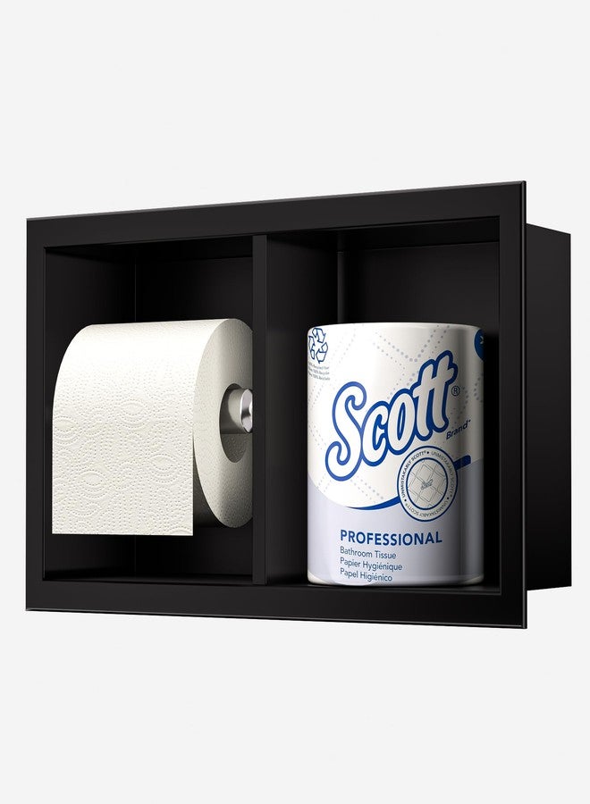 Neodrain Dual Roll Recessed Toilet Paper Holder - 304 Stainless Steel Hidden in-Wall Design Simple Loading and Unloading Space-Saving for Modern Bathrooms (Black) - Image 2