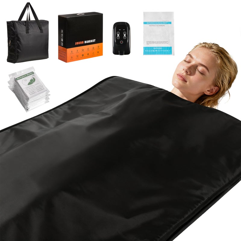 RRGFB Sauna Blanket Portable, Sauna Bag for Home Use Weight Loss and Detox, 86â€“158â„‰, 20â€“60 Min Timer, Waterproof & Foldable â€“ Includes Remote Control & Carrying Bag (Black) - Image 1